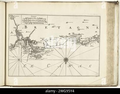 Map of the north coast of Brittany, 1726, 1726 print Map of the north coast of Brittany at Morlaix. Plate no. 111 in part V of the print work: Les Forces de l'Europe, Asie, Afrique et Amerique ... Comme Aussi Les Cartes des Côtes de France et d'Espagne from 1726, this first part with 238 by hand numbered Plates of renowned strong cities and fortresses in the context of the Spanish War of Succession 1701-1713. For the most part, these records have been copied to the anonymous French records of renowned strong cities and forces: in Les Forces de l'Europe and in: Le Theater de la Guerre, Dans Les Stock Photo
