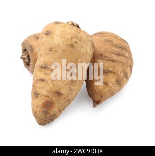 Tubers of turnip rooted chervil isolated on white Stock Photo