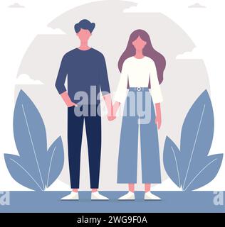 Illustration of a couple holding hand Stock Vector