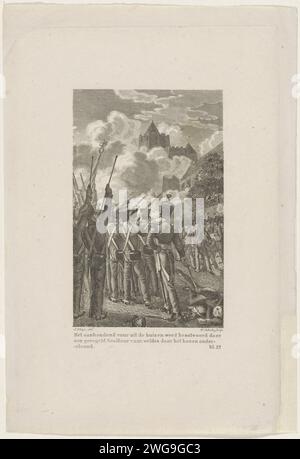 Fighting at Vaeshartelt, 1830, Willem Schults, After Johannes Steyn, 1830 - 1832 print Fights between Dutch troops under Colonel van Quadt and Belgian insurgents at Vaeshartelt Castle in Limburg, November 23, 1830. With three -faced caption and reference to BL. 22. Netherlands paper etching / engraving small groups in single combat in place of battle Vaeshartelt Stock Photo