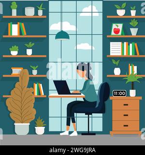 A woman work from home Stock Vector