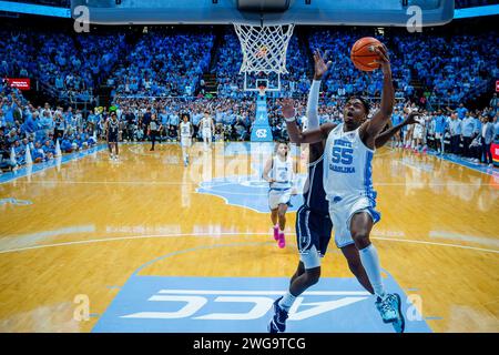 Chapel Hill, NC, USA. 25th Apr, 2023. North Carolina Tar Heels forward Harrison Ingram (55) goes for a layup against the Duke Blue Devils in the ACC basketball matchup at Dean Smith Center in Chapel Hill, NC. (Scott Kinser/CSM). Credit: csm/Alamy Live News Stock Photo