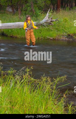 Fly fishing, North Fork Malheur Wild and Scenic River, Malheur National Forest, Oregon Stock Photo