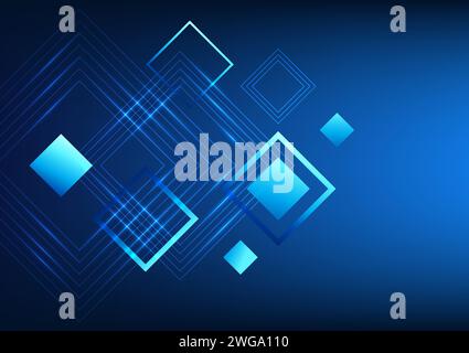 Abstract technology background Square geometric shapes arranged and overlapped to create interesting dimensions, screen, hi-tech image, digital, wallp Stock Vector