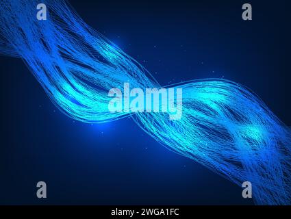 Big data technology background The overlapping lines represent the aggregation of enormous amounts of information. By transferring data through the ne Stock Vector