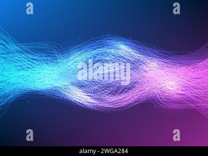 Big data technology background The overlapping lines represent the aggregation of enormous amounts of information. By transferring data through the ne Stock Vector