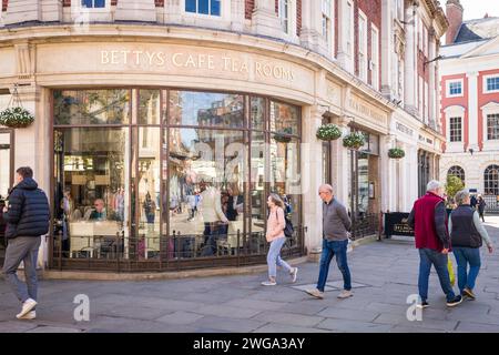 YORK, UK - April 18, 2023. Exterior of Bettys Tea Rooms, a famous cafe in York, UK Stock Photo