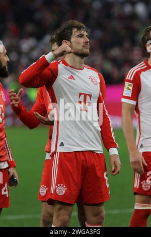 MUNICH, Germany. , . 8 Leon GORETZKA after the Bundesliga Football match between Fc Bayern Muenchen and Borussia MOENCHENGLADBACH at the Allianz Arena in Munich on 3. February 2024, Germany. DFL, Fussball, 3:1, (Photo and copyright @ ATP images/Arthur THILL (THILL Arthur/ATP/SPP) Credit: SPP Sport Press Photo. /Alamy Live News Stock Photo