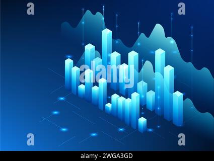Stock chart technology Shows the state of the company's growth, profits and losses to make investors interested in trading in the stock market. Vector Stock Vector