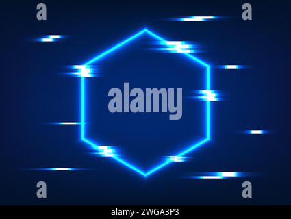 Abstract technology background A hexagonal geometric shape with light radiating around it. with interesting elements High Tech Digital Wallpaper. Vect Stock Vector