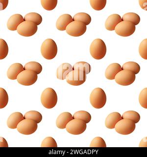 Seamless Pattern of Single with Triple Eggs on white background Stock Photo