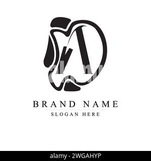 DA apple logo. Logo design letter DA, Elegant modern, AD Vector template Stock Vector