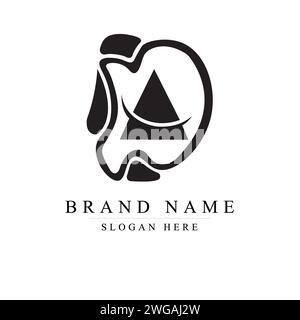 letter DA simple curves logo vector, AD logo design vector illustration Stock Vector