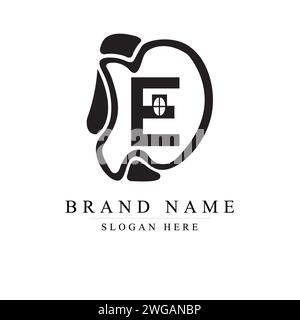 Modern and unique letter DE initials logo design, Initial lowercase letter logo dd, monogram rounded shape, Modern Abstract Letter DE logo, DE logo Stock Vector