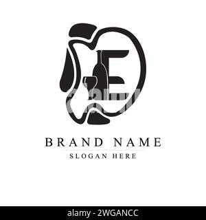 Abstract bottle and glass letter DE logo icon vector design Stock Vector