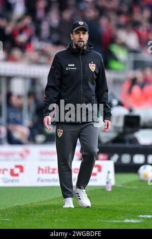 Freiburg Im Breisgau, Germany. 03rd Feb, 2024. Soccer: Bundesliga, SC Freiburg - VfB Stuttgart, Matchday 20, Europa-Park Stadium. Stuttgart coach Sebastian Hoeneß watches the game. Credit: Harry Langer/dpa - IMPORTANT NOTE: In accordance with the regulations of the DFL German Football League and the DFB German Football Association, it is prohibited to utilize or have utilized photographs taken in the stadium and/or of the match in the form of sequential images and/or video-like photo series./dpa/Alamy Live News Stock Photo