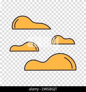 Cloud icon. Outline balloon. Set of clouds in flat style. Vector cartoon clipart on a transparent background. Stock Vector