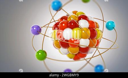 Abstract molecule model consisting of colored spheres. 3D illustration. Stock Photo