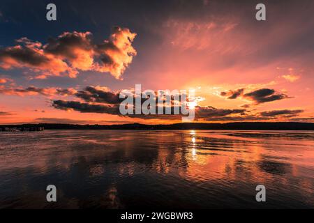 Dramatic sunset over Curonian Spit, Lithuania Stock Photo