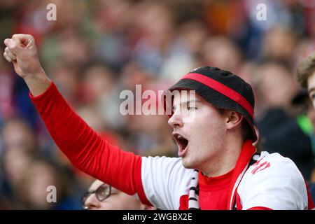 ©PHOTOPQR/VOIX DU NORD/Thierry Thorel ; 03/02/2024 ; Fribourg en Brisgau, le 3 fevrier 2024 - rencontre de la Bundesliga a l'Europa Park Stadion entre le Sc Freiburg et le VfB Stuttgart - Photo : Thierry Thorel / La Voix du Nord  Freiburg im Breisgau, February 3, 2024 - Bundesliga match at the Europa Park Stadion between SC Freiburg and VfB Stuttgart - Stock Photo