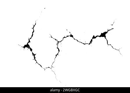 Black cracks on a white background Grunge texture. Vector the cracks ...