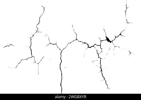 Black cracks on a white background Grunge texture. Vector the cracks ...