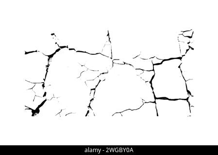 Black cracks on a white background Grunge texture. Vector the cracks ...