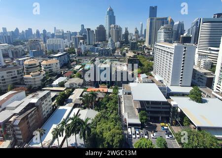 Bangkok, Thailand -  January 10, 2024: Aerial view of Bangkok Skyline Cityscape downtown Business district urban area Stock Photo