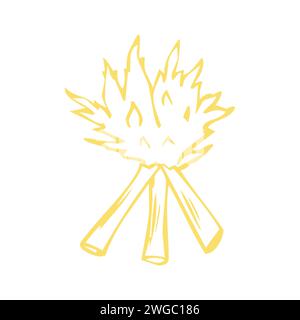 Hand Drawn Campfire Icon Vector Illustration Stock Vector