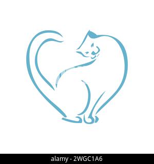 Hand Drawn Brush Linear Cat Icon Stock Vector