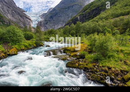 Glacier stream from Briksdalbreen Stock Photo