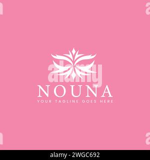 female mask logo in modern art style with soft pink background suitable for beauty, salon, spa, dance, and theater logos Stock Vector