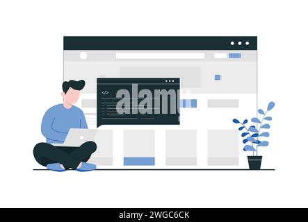 creating website with programming illustration concept Stock Vector