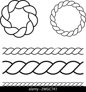 set of rope pattern brushes. Vector illustration Stock Vector