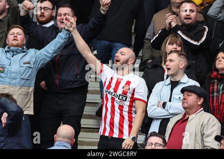 Middlesbrough, UK. 04th Feb, 2024. Sunderland fan singing during the Sky Bet Championship match Middlesbrough vs Sunderland at Riverside Stadium, Middlesbrough, United Kingdom, 4th February 2024 (Photo by Mark Cosgrove/News Images) in Middlesbrough, United Kingdom on 2/4/2024. (Photo by Mark Cosgrove/News Images/Sipa USA) Credit: Sipa USA/Alamy Live News Stock Photo