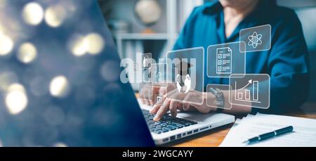 E-learning education, lessons and online webinar. digital training course for student.Education internet technology.E-learning, online education for s Stock Photo