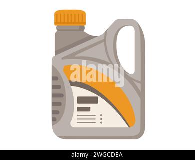 Plastic canister with blank label ideal for car motor oil or chemical liquid products vector illustration isolated on white background Stock Vector