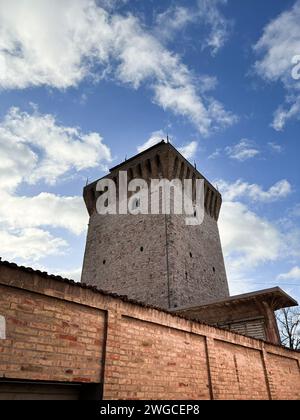 A view of the medieval village of Fermignano in the province of Pesaro and Urbino Stock Photo
