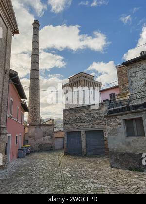 A view of the medieval village of Fermignano in the province of Pesaro and Urbino Stock Photo