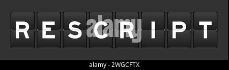 Black color analog flip board with word rescript on gray background Stock Vector
