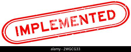 Grunge red implemented word rubber seal stamp on white background Stock Vector