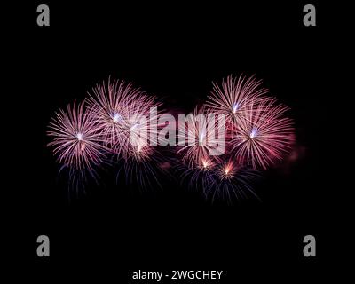 Colorful fireworks explosion in annual festival on background Stock Photo
