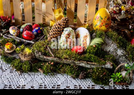 Easter Wonderland: A Whimsical Fusion of Nature and Artistry Stock Photo