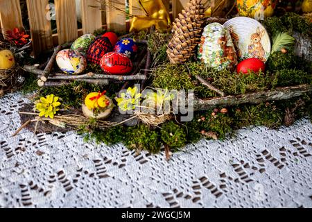 Easter Wonderland: A Whimsical Fusion of Nature and Artistry Stock Photo