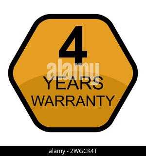 Four years warranty icon, badge seal guarantee certificate customer ...