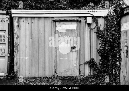 Shipping containers used for storage, Winchester, Hampshire, England, United Kingdom. Stock Photo