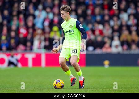 Middlesbrough, UK. 04th Feb, 2024. Sunderland midfielder Jack Clarke (20) during the Middlesbrough FC v Sunderland AFC sky bet EFL Championship match at the Riverside Stadium, Middlesbrough, England, United Kingdom on 4 February 2024 Credit: Every Second Media/Alamy Live News Stock Photo