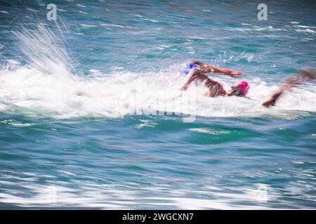 Doha, Qatar. 04th Feb, 2024. A general view of open water men's 10km during the 21st World Aquatics Championships at the Old Doha Port in Doha (Qatar), February 04, 2024. Credit: Insidefoto di andrea staccioli/Alamy Live News Stock Photo