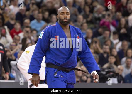 Teddy RINER (FRA) won against Alisher YUSUPOV (UZB) in semi final +100kg men category during the Paris Grand Slam 2024, IJF Judo event, 50th anniversary, on February 4, 2024 at Accor Arena in Paris, France Stock Photo