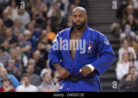 Teddy RINER (FRA) won against Alisher YUSUPOV (UZB) in semi final +100kg men category during the Paris Grand Slam 2024, IJF Judo event, 50th anniversary, on February 4, 2024 at Accor Arena in Paris, France Stock Photo